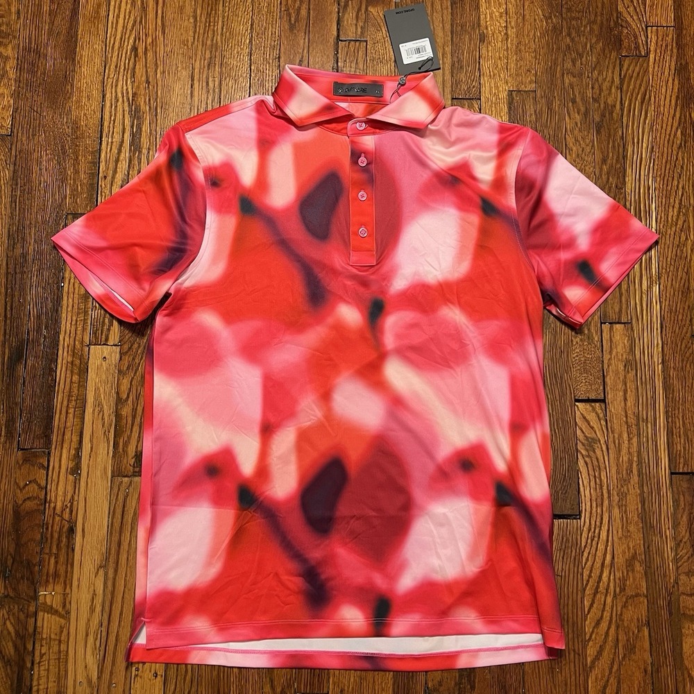 G/FORE Men's Polo Shirt Allover Short Sleeve Size Medium Red NWT